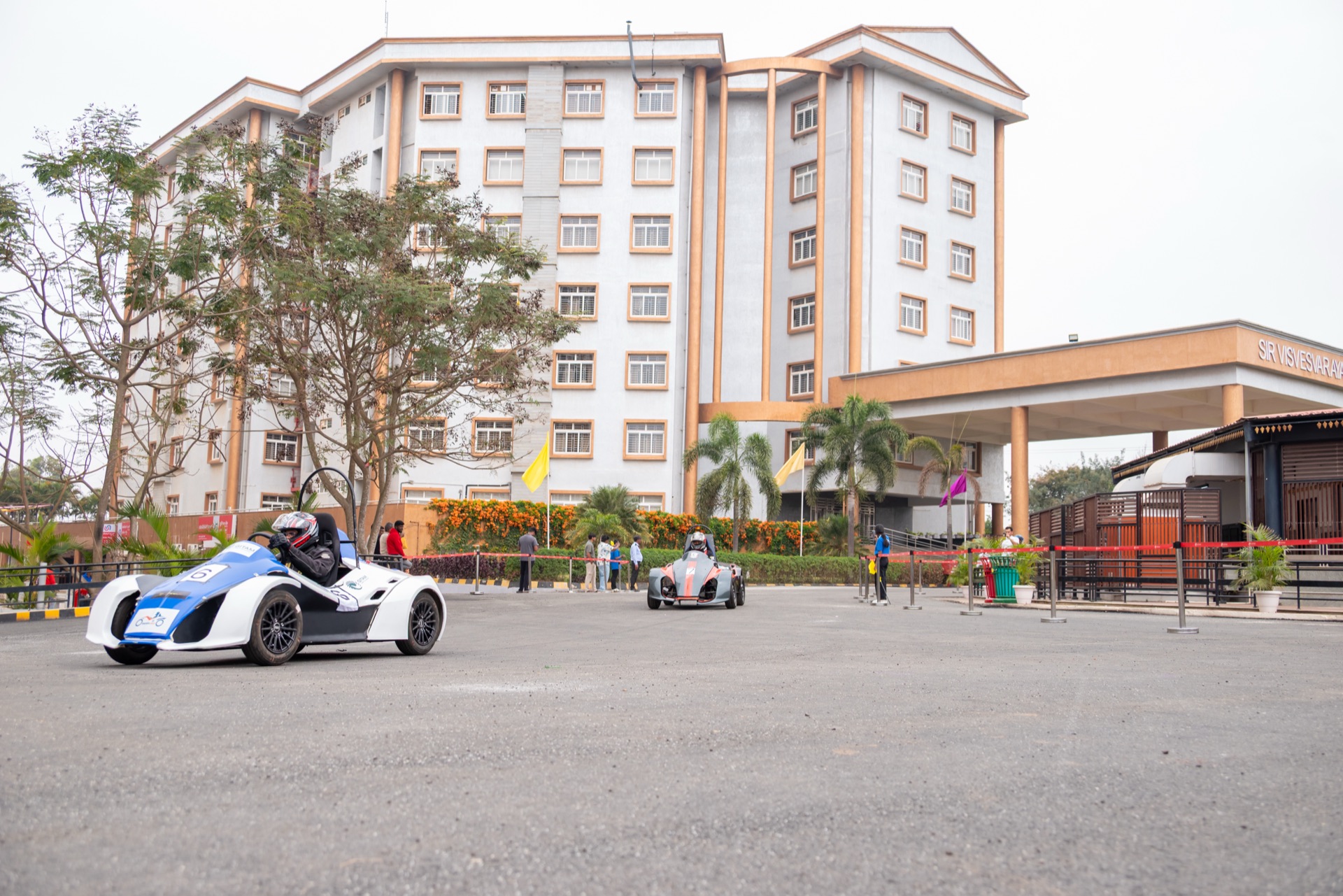 REEV vehicle running on a college campus test track
